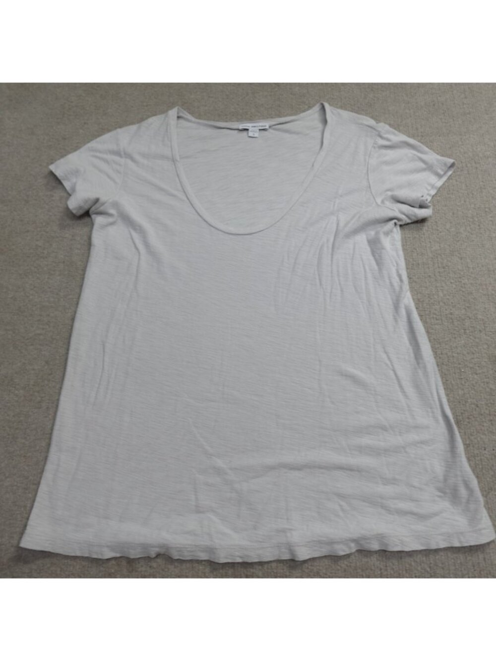 James Perse Womens Shirt Large Gray Boat Neck Slubbed Cotton Modal